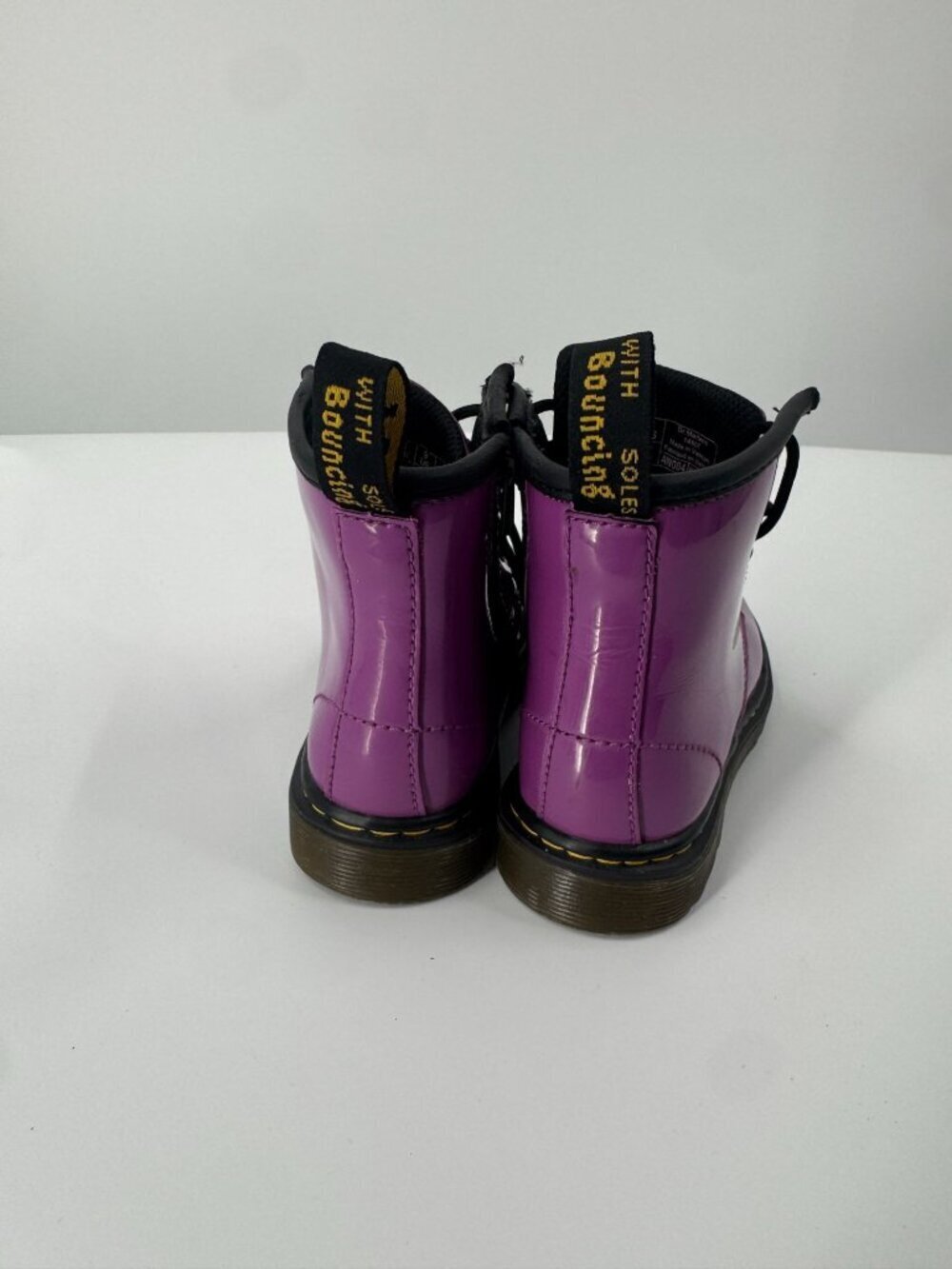 Dr. Martens Purple Patent Leather Kids Lace-Up Boots With Side Zipper Durable So - Picture 4 of 9